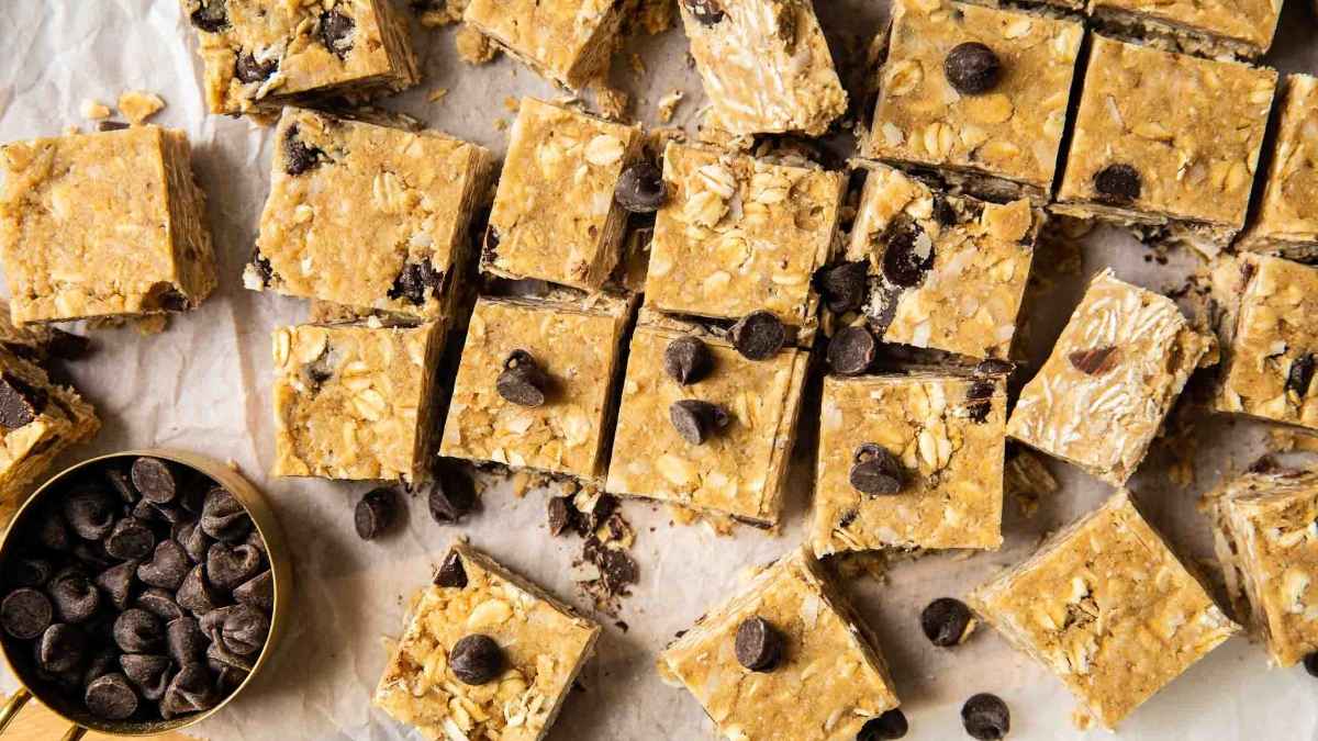 Chocolate bars with chocolate chips.