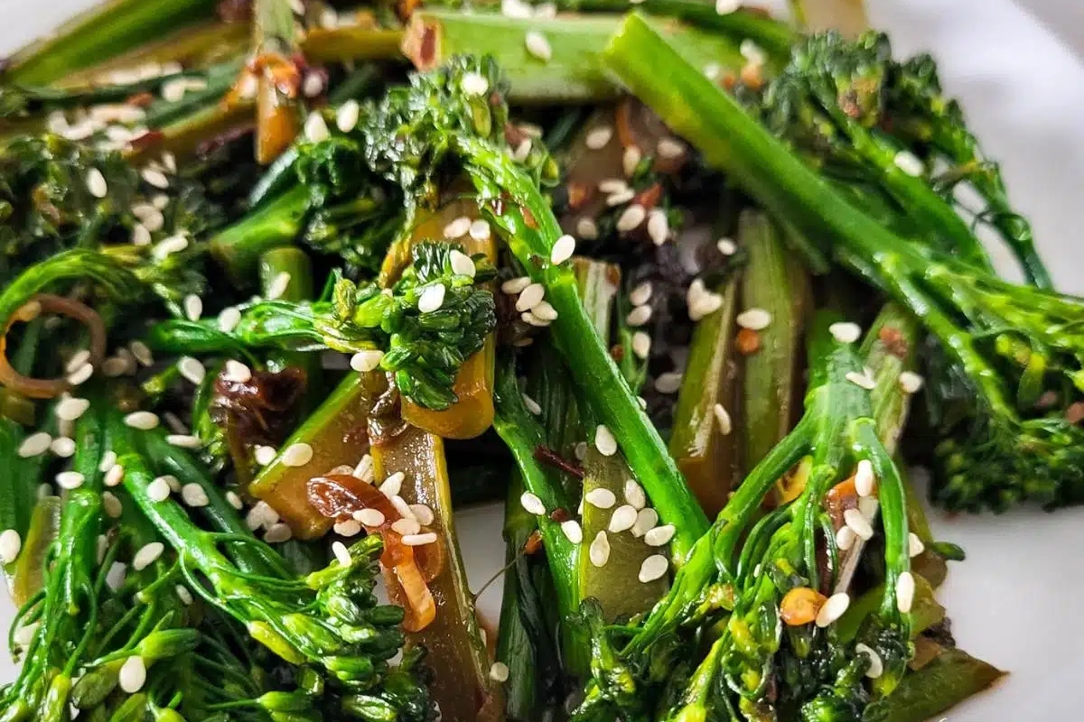 A delicious broccoli recipe enhanced with sesame seeds and sesame oil.