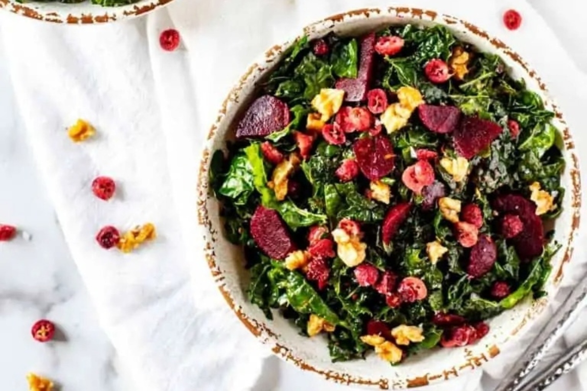 Beet salad with walnuts and cranberries.