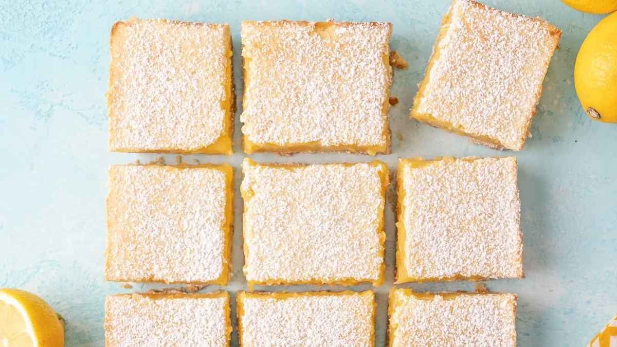 Sliced lemon bars.