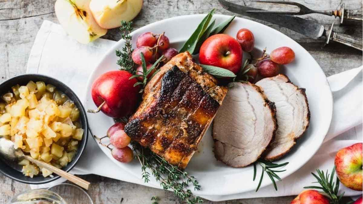 Roasted Pork Loin With Apple Chutney.