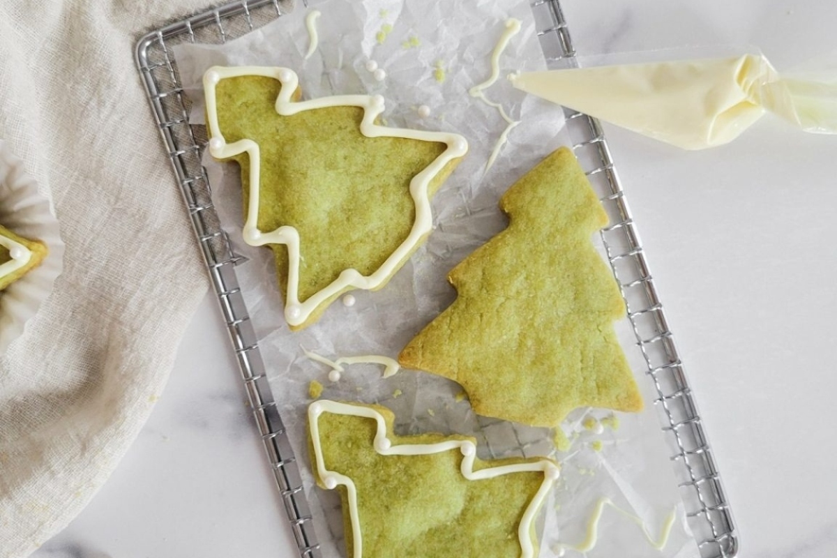 Matcha Christmas Tree Cookies