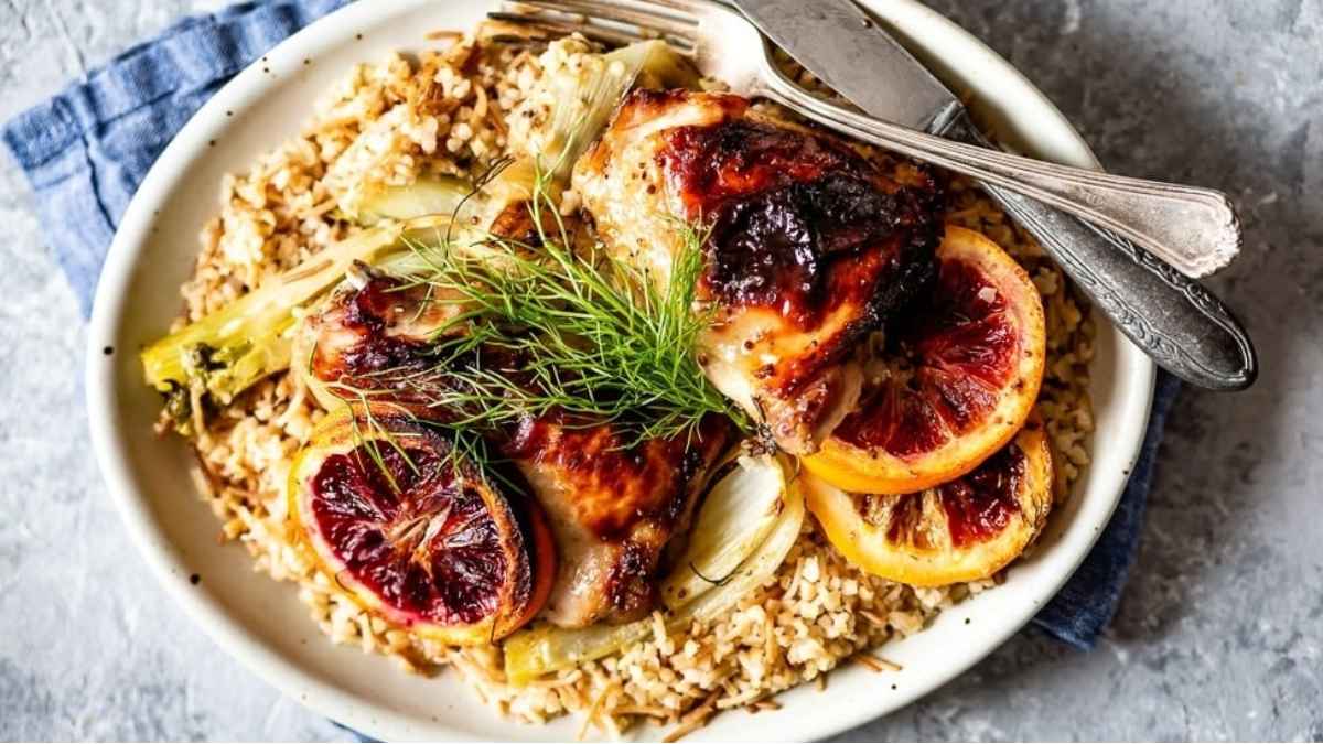 Oven-Roasted Orange Chicken With Fennel.