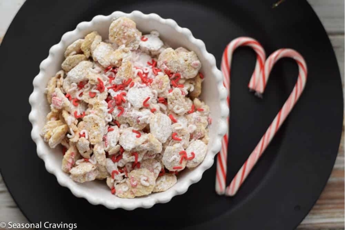 A festive twist on a classic breakfast staple, this bowl of cereal is adorned with delectable candy canes. The refreshing peppermint flavor adds a delightful burst of holiday cheer to each bite