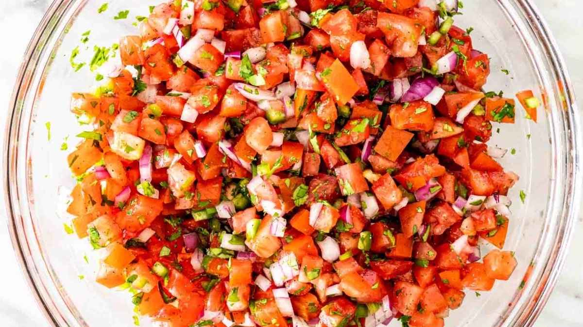 Pico de gallo on a plate.