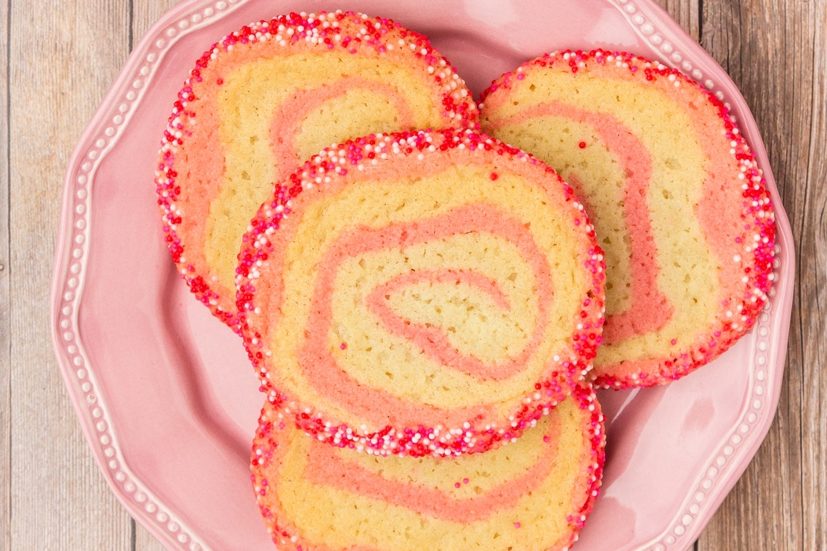 Valentine's Day cookies on a plate.