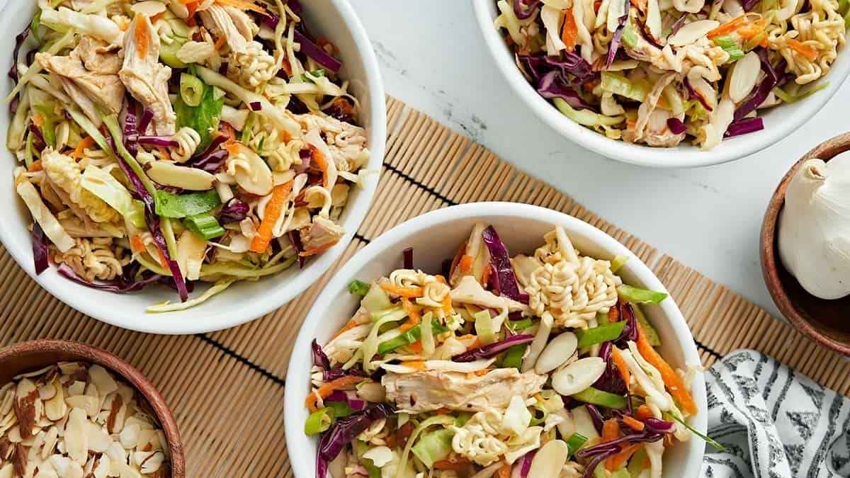 Three bowls of ramen.