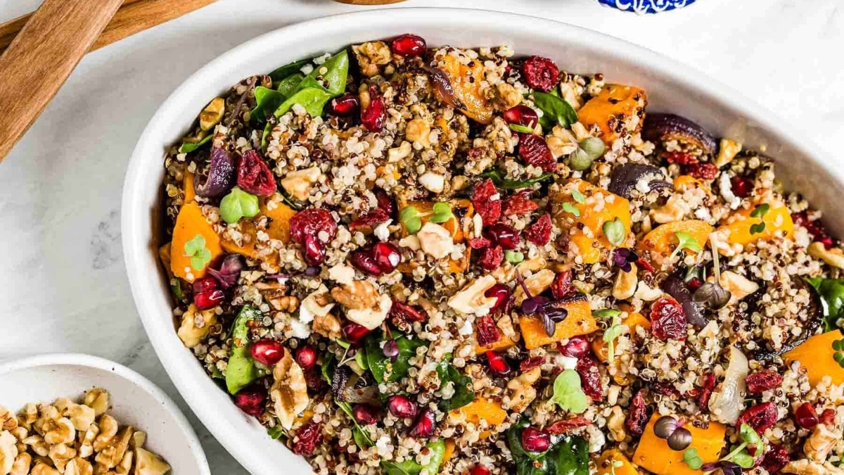 Butternut squash salad on a plate.