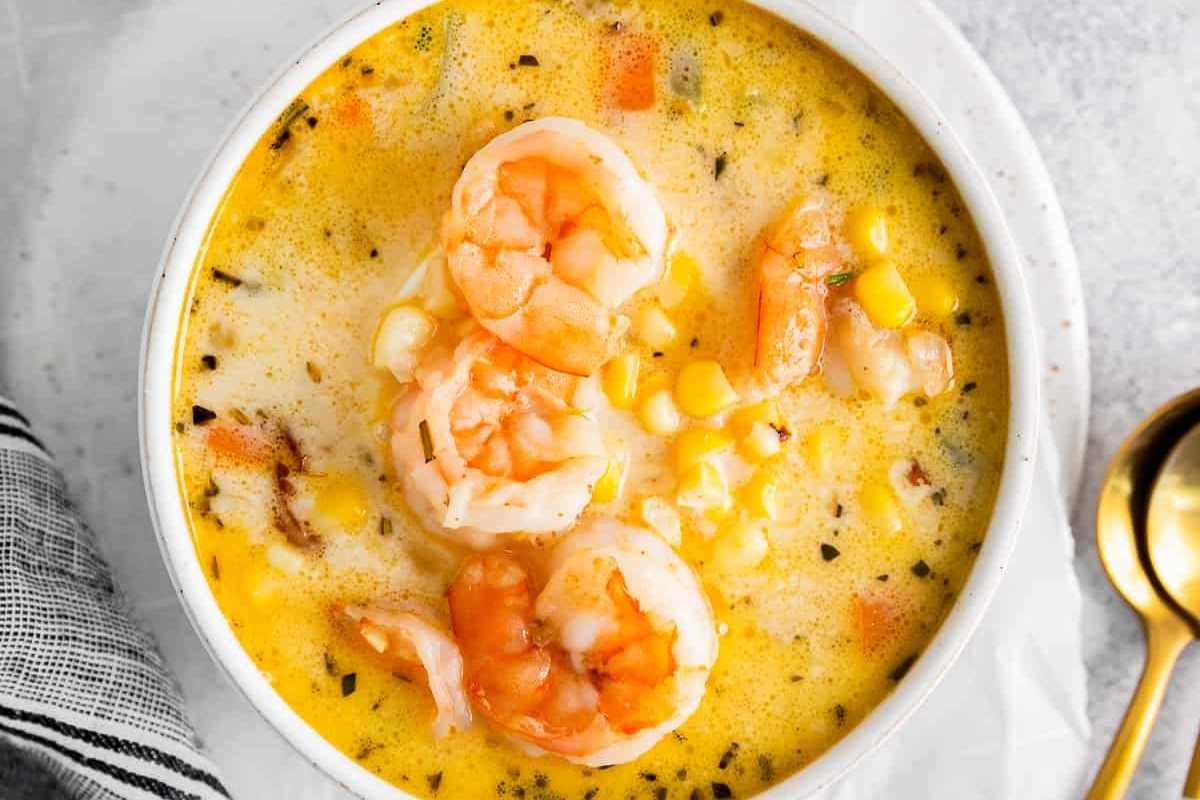 Soup in a bowl.