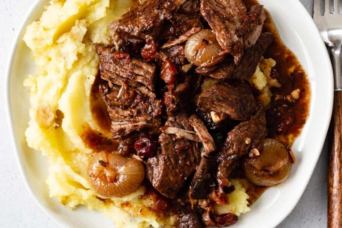 Slow Cooker Boneless Beef Ribs In Pomegranate Sauce