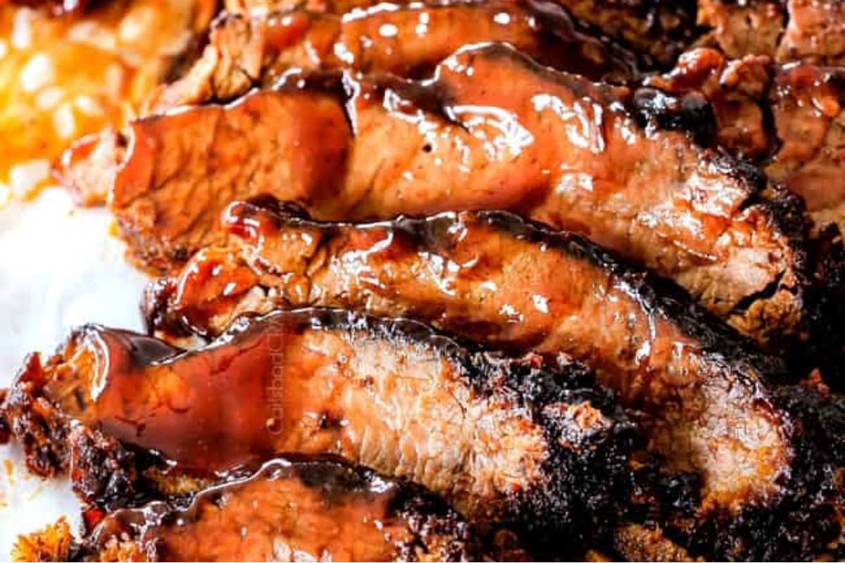 A close up of Christmas BBQ ribs on a plate.