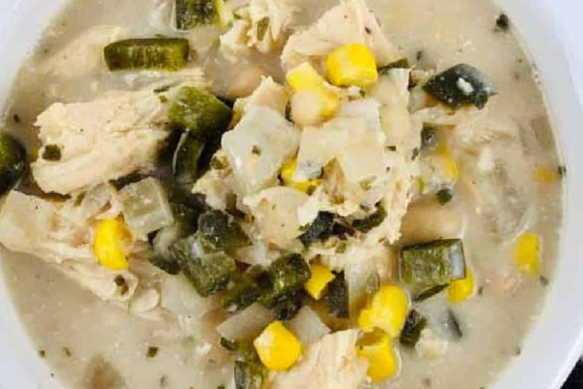 Chicken and corn chowder with chili