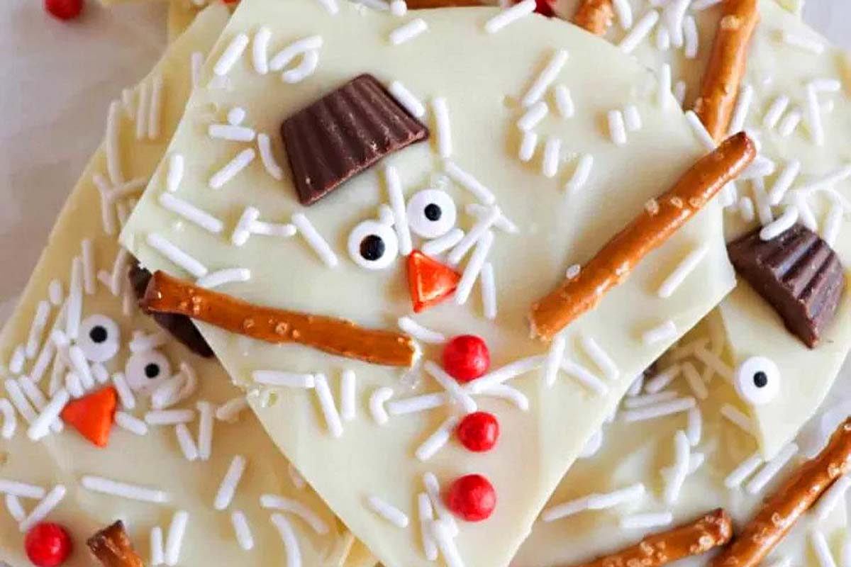 Christmas bark with pretzels and candy canes.
