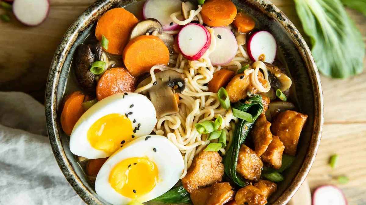 Ramen with eggs.