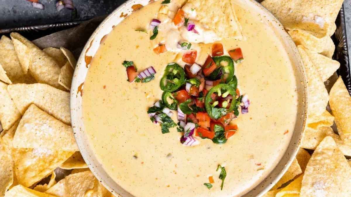 White queso in a bowl.