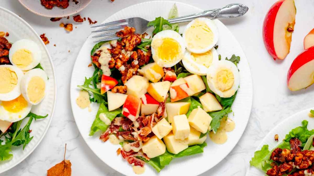 Cobb salad on a plate.