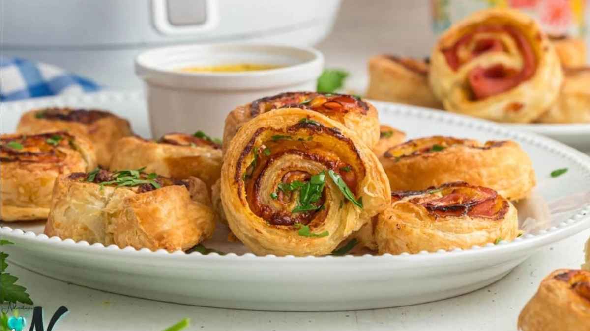 Ham and cheese pinwheels.