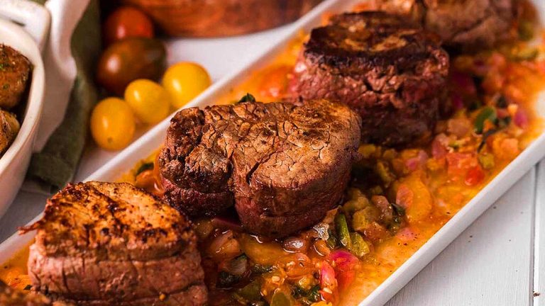 Pan Roasted Beef Tenderloin Medallions.