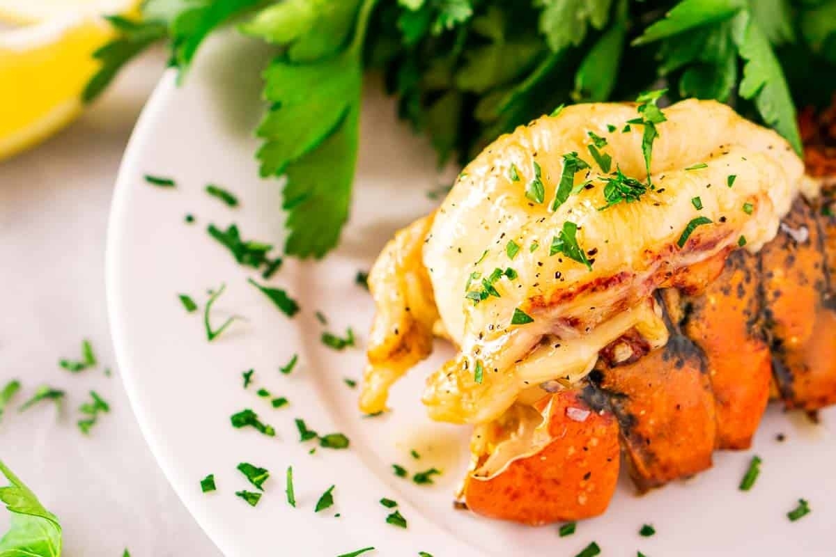 Smoked Lobster Tails With Lemon-Garlic Butter.