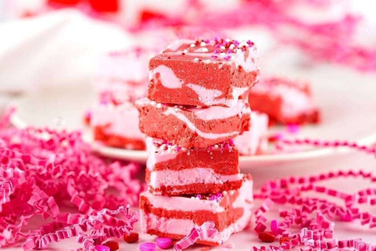 A plate of Valentine's Day fudge.