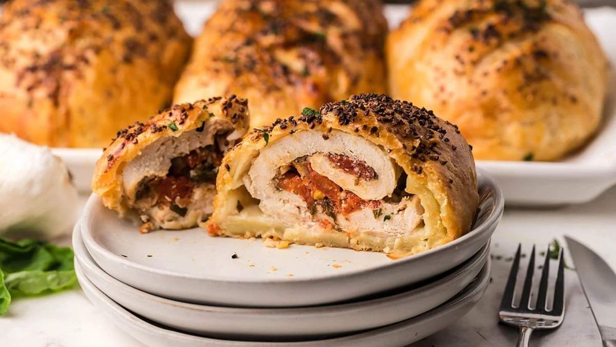 Air Fryer Bruschetta Stuffed Chicken Breasts.