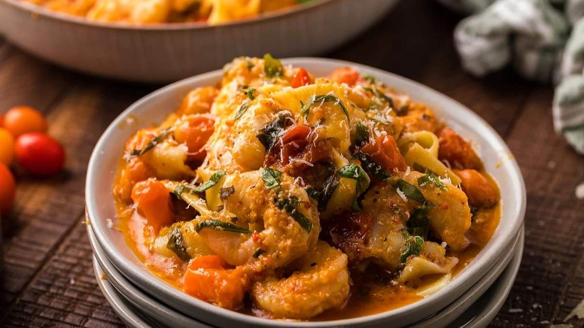 A shared recipe of comforting pasta with tomatoes.