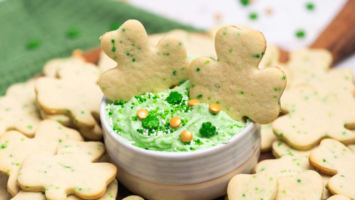         Recipe: St. Patrick's Day cookies with shamrock dip.