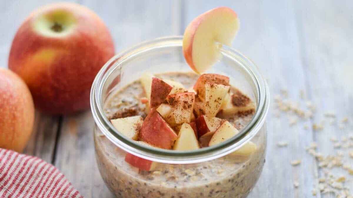 Apple Cinnamon Overnight Oats with Chia Seeds.