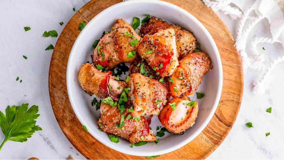 Bacon Wrapped Chicken Bites.