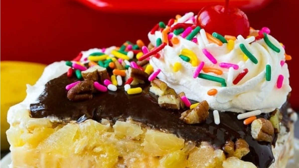 Banana Split Cake.