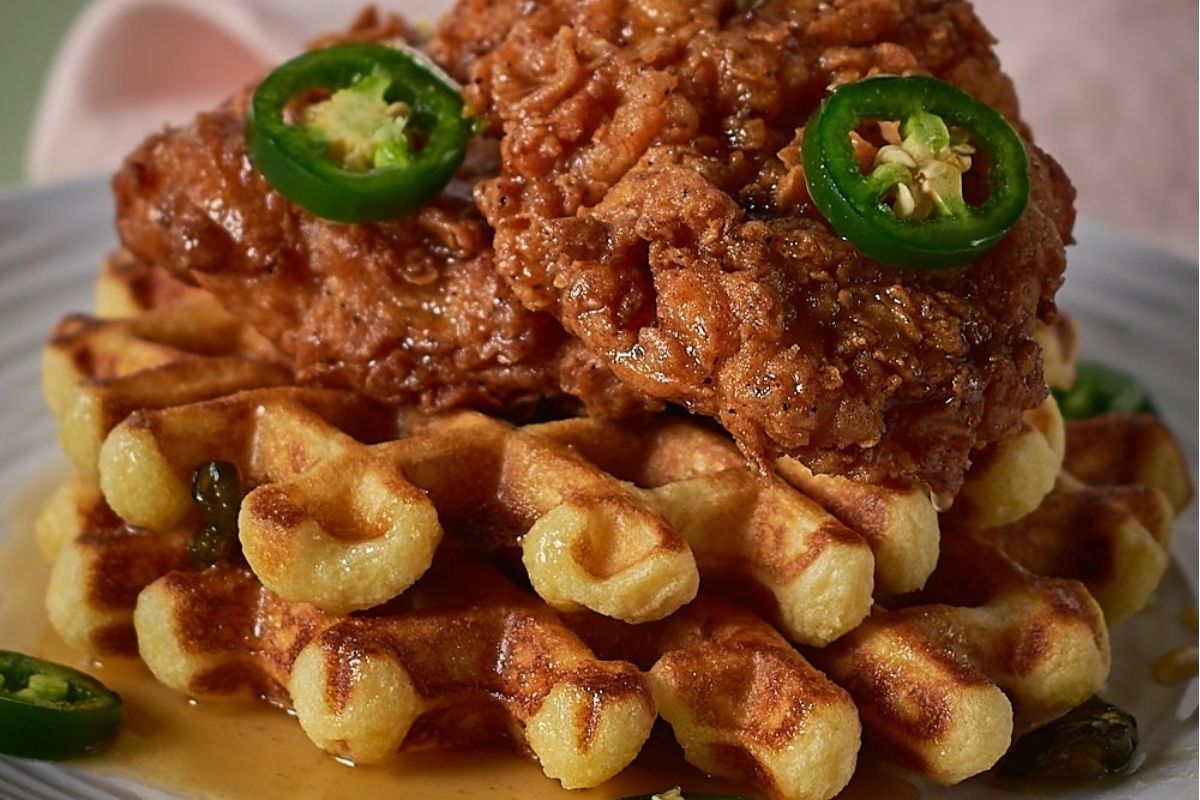 Best Chicken And Waffles Recipe With Jalapeno Honey Butter Sauce