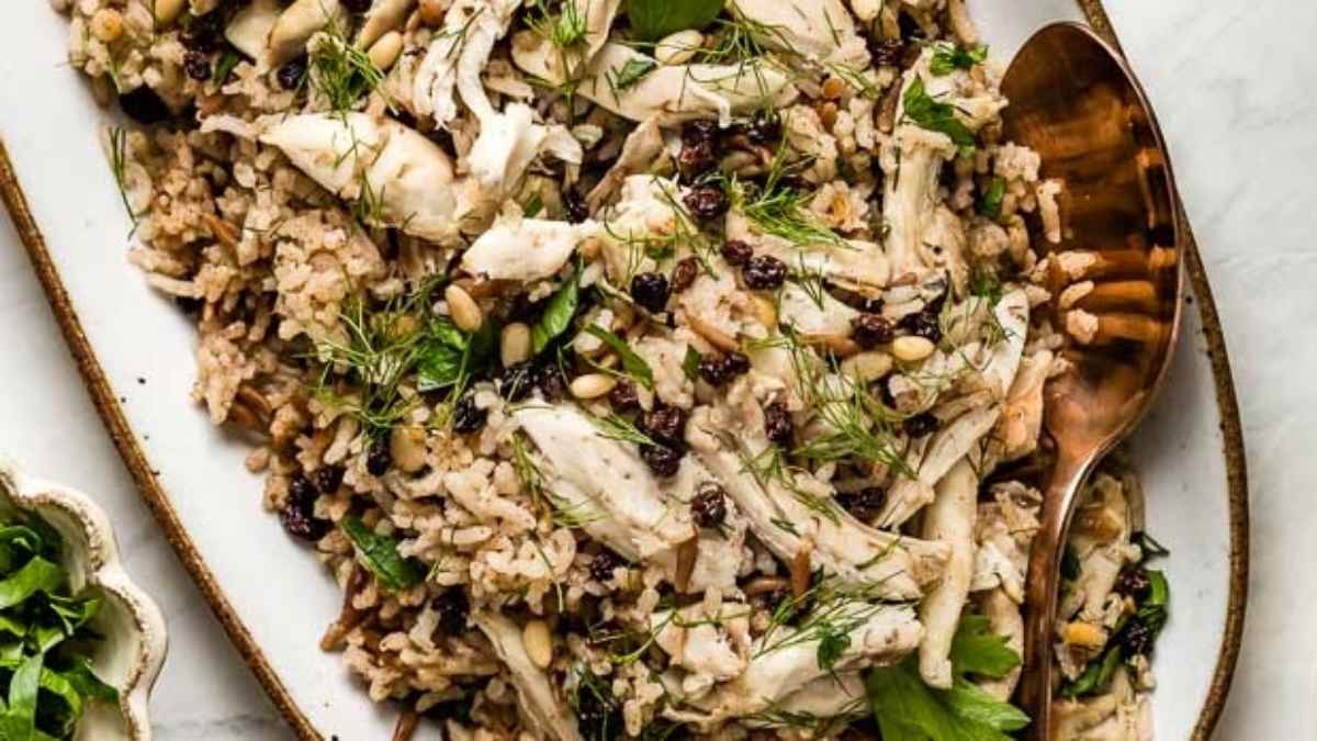 Chicken Rice Pilaf With Fresh Herbs.