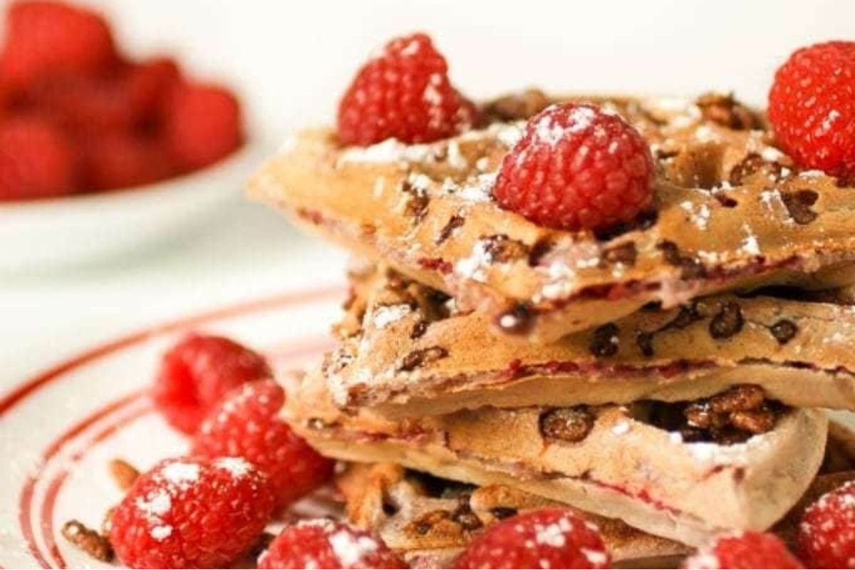 Chocolate Crunch Raspberry Waffles