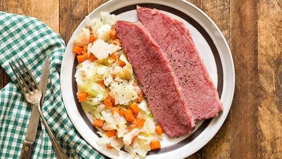 Corned Beef And Cabbage On Stove Top.
