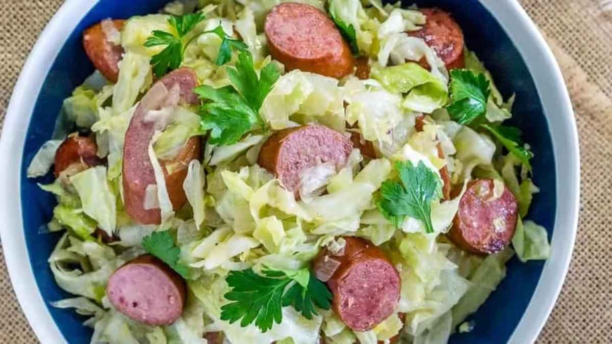 Easy Fried Cabbage and Kielbasa Recipe.