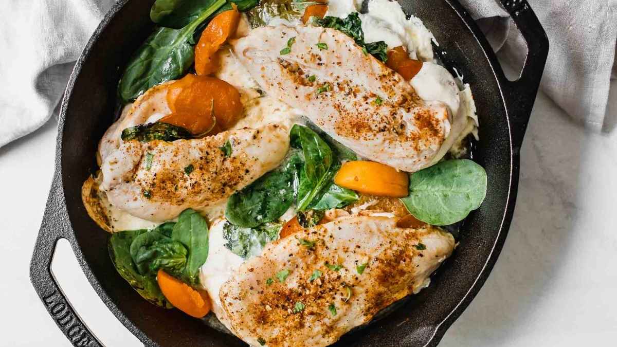 Easy Apricot Mozzarella Stuffed Chicken.