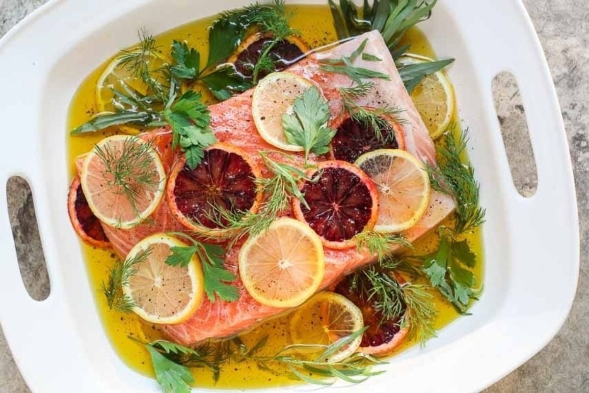 Fodmap It Citrus Herb Oil Poached Salmon