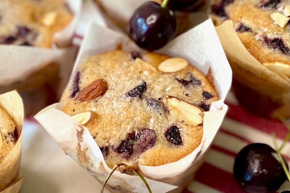 Fresh Cherry Muffins With Almonds