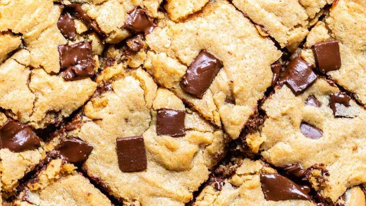 Blondies with chocolates.