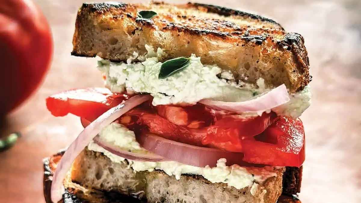 Greek Tomato Sandwich With Feta.