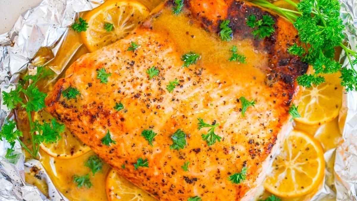 Baked Honey Dijon Salmon.