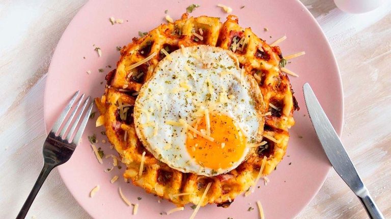 Ham & Cheese Hash Brown Waffle.