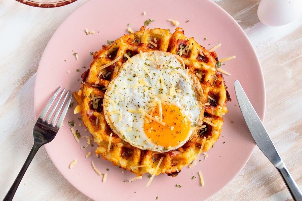 Ham Cheese Hash Brown Waffle