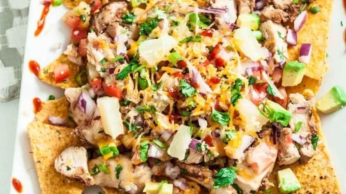 Hawaiian BBQ Chicken Nachos.
