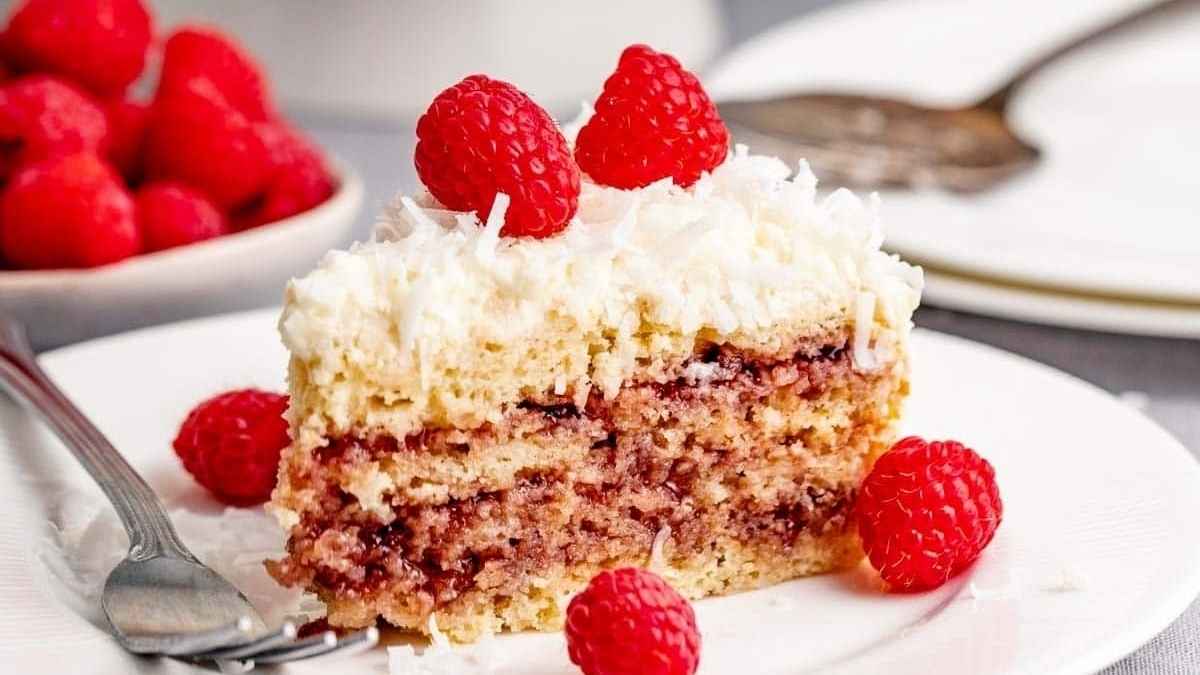 Healthy Raspberry Coconut Cake.