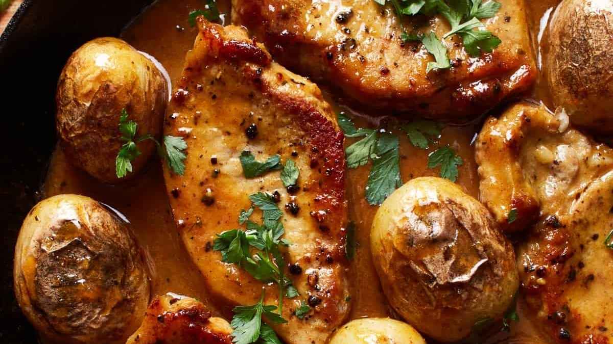 Honey Mustard Pork Chops Skillet.