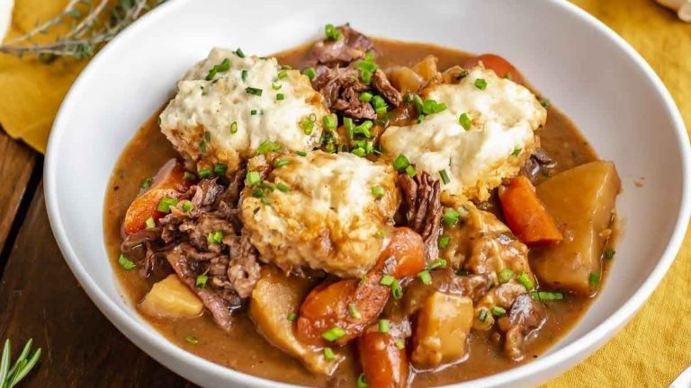 Irish Beef Stew With Cheddar Dumplings