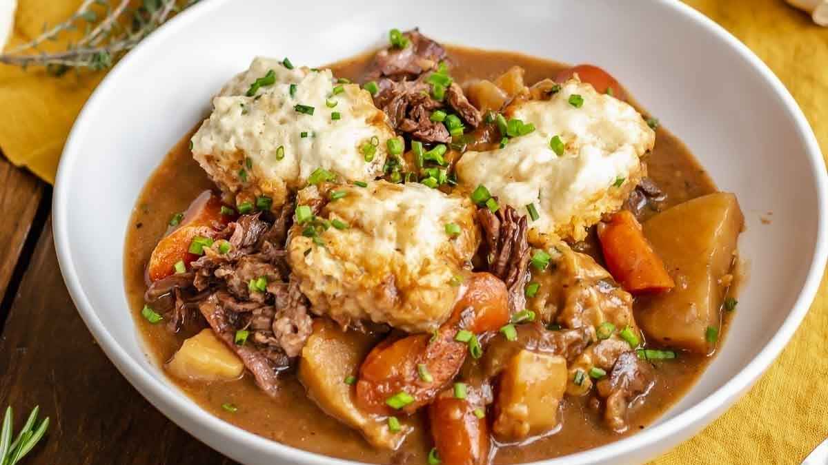 Irish Beef Stew With Cheddar Dumplings