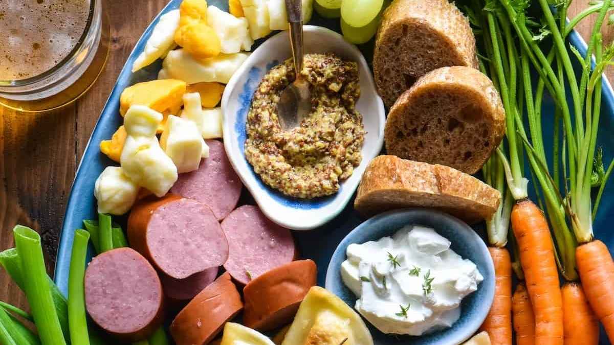 Kielbasa & Pierogi Snack Dinner.