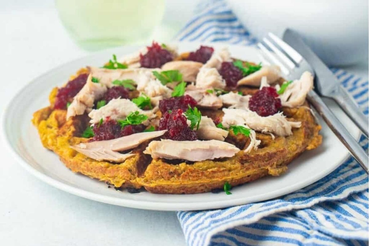 Leftover Stuffing Waffles